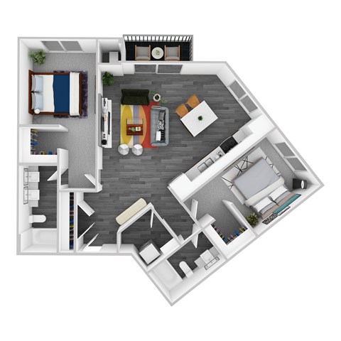 Floor plan for 2 beds, 2 baths, 1110 sqft